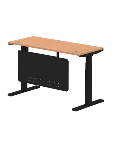 Dynamic Air Modesty 1400 x 600mm Height Adjustable Office Desk Oak Top Cable Ports Modesty Panel HA01482