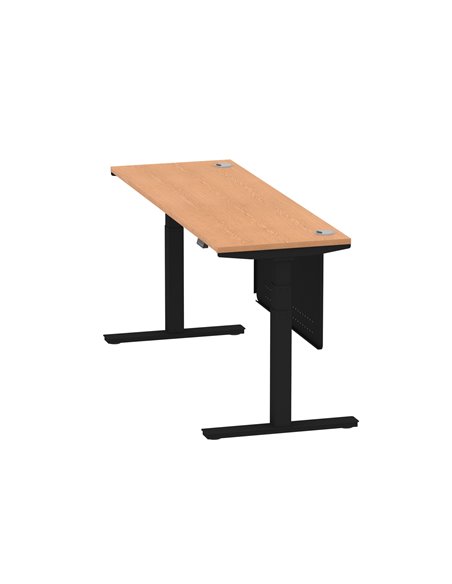 Dynamic Air Modesty 1800 x 600mm Height Adjustable Office Desk Oak Top Cable Ports Modesty Panel HA01484 - pic 78423 | FastDaddyshop
