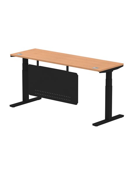 Dynamic Air Modesty 1800 x 600mm Height Adjustable Office Desk Oak Top Cable Ports Modesty Panel HA01484 - pic 78426 | FastDaddyshop