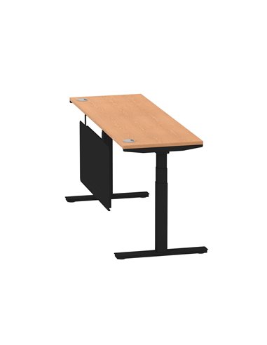 Dynamic Air Modesty 1800 x 600mm Height Adjustable Office Desk Oak Top Cable Ports Modesty Panel HA01484