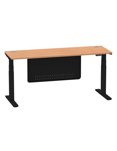 Dynamic Air Modesty 1800 x 600mm Height Adjustable Office Desk Oak Top Cable Ports Modesty Panel HA01484