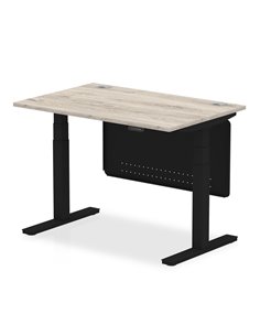 Dynamic Air Modesty 1200 x 800mm Height Adjustable Office Desk Grey Oak Top Cable Ports Modesty Panel HA01489