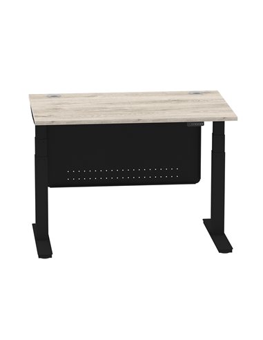 Dynamic Air Modesty 1200 x 800mm Height Adjustable Office Desk Grey Oak Top Cable Ports Modesty Panel HA01489