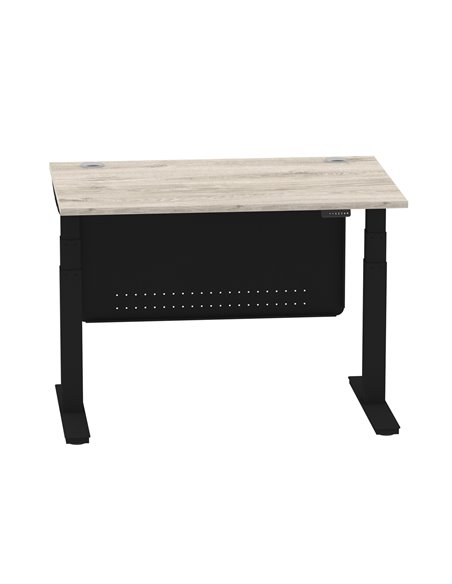 Dynamic Air Modesty 1200 x 800mm Height Adjustable Office Desk Grey Oak Top Cable Ports Modesty Panel HA01489 - pic 78435 | FastDaddyshop