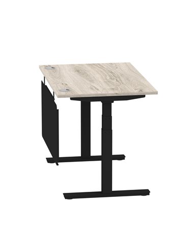 Dynamic Air Modesty 1200 x 800mm Height Adjustable Office Desk Grey Oak Top Cable Ports Modesty Panel HA01489