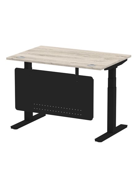 Dynamic Air Modesty 1200 x 800mm Height Adjustable Office Desk Grey Oak Top Cable Ports Modesty Panel HA01489 - pic 78438 | FastDaddyshop