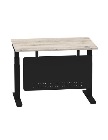 Dynamic Air Modesty 1200 x 800mm Height Adjustable Office Desk Grey Oak Top Cable Ports Modesty Panel HA01489