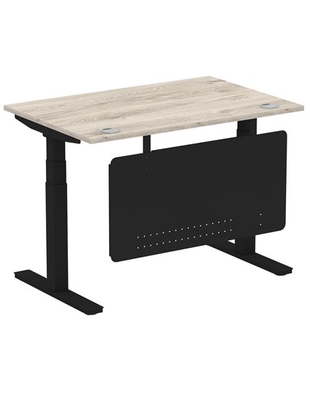 Dynamic Air Modesty 1200 x 800mm Height Adjustable Office Desk Grey Oak Top Cable Ports Modesty Panel HA01489 - pic 78440 | FastDaddyshop