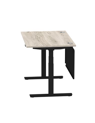 Dynamic Air Modesty 1200 x 800mm Height Adjustable Office Desk Grey Oak Top Cable Ports Modesty Panel HA01489