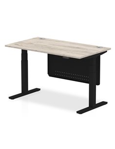 Dynamic Air Modesty 1400 x 800mm Height Adjustable Office Desk Grey Oak Top Cable Ports Modesty Panel HA01490
