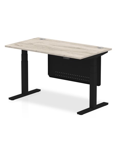 Dynamic Air Modesty 1400 x 800mm Height Adjustable Office Desk Grey Oak Top Cable Ports Modesty Panel HA01490 - pic 78442 | FastDaddyshop