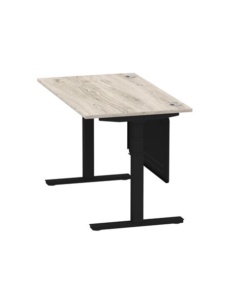 Dynamic Air Modesty 1400 x 800mm Height Adjustable Office Desk Grey Oak Top Cable Ports Modesty Panel HA01490 - pic 78443 | FastDaddyshop
