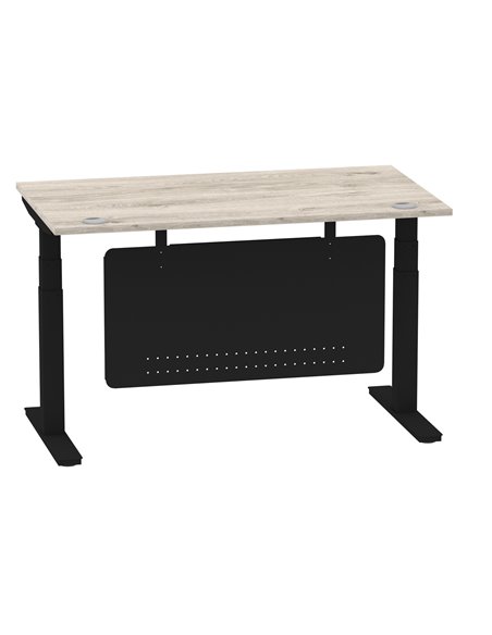 Dynamic Air Modesty 1400 x 800mm Height Adjustable Office Desk Grey Oak Top Cable Ports Modesty Panel HA01490 - pic 78445 | FastDaddyshop