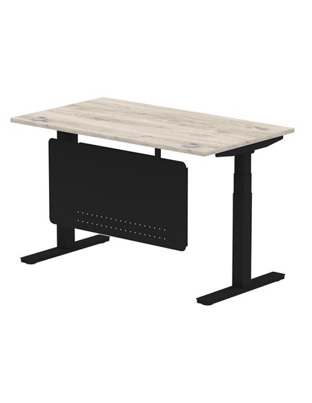 Dynamic Air Modesty 1400 x 800mm Height Adjustable Office Desk Grey Oak Top Cable Ports Modesty Panel HA01490 - pic 78446 | FastDaddyshop