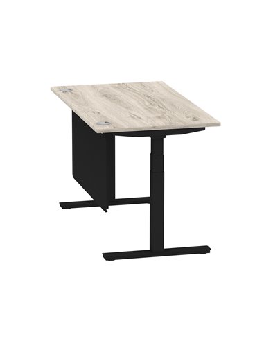 Dynamic Air Modesty 1400 x 800mm Height Adjustable Office Desk Grey Oak Top Cable Ports Modesty Panel HA01490