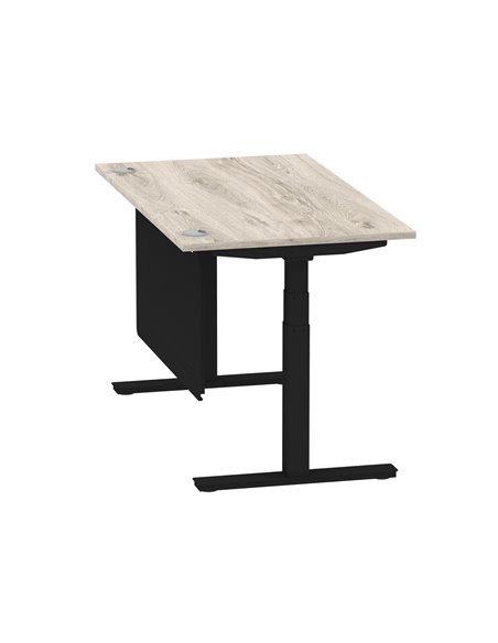 Dynamic Air Modesty 1400 x 800mm Height Adjustable Office Desk Grey Oak Top Cable Ports Modesty Panel HA01490 - pic 78447 | FastDaddyshop