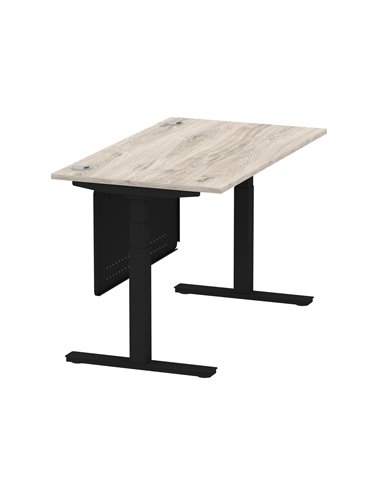 Dynamic Air Modesty 1400 x 800mm Height Adjustable Office Desk Grey Oak Top Cable Ports Modesty Panel HA01490