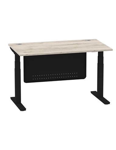 Dynamic Air Modesty 1400 x 800mm Height Adjustable Office Desk Grey Oak Top Cable Ports Modesty Panel HA01490
