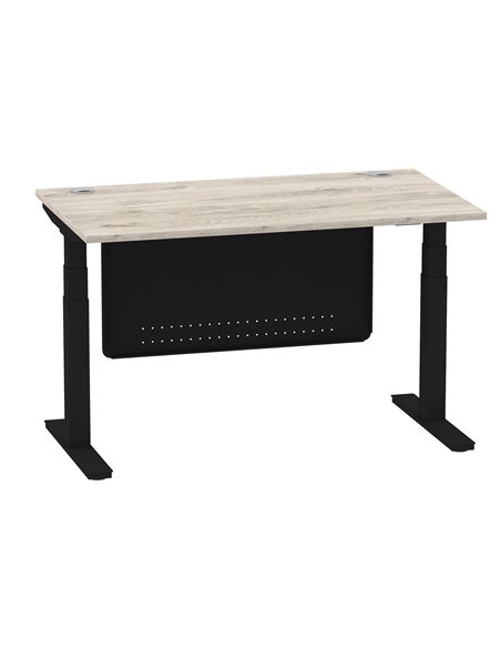 Dynamic Air Modesty 1400 x 800mm Height Adjustable Office Desk Grey Oak Top Cable Ports Modesty Panel HA01490 - pic 78449 | FastDaddyshop
