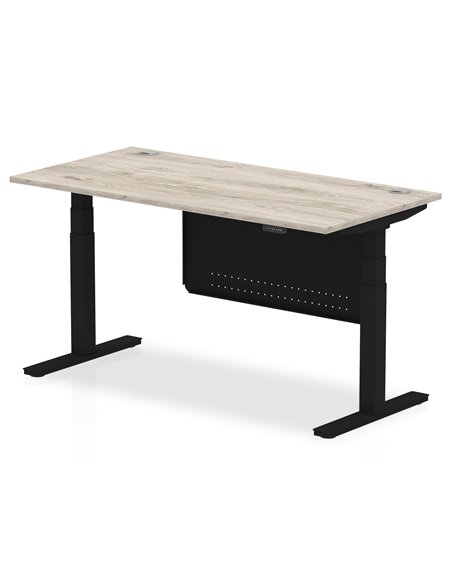 Dynamic Air Modesty 1600 x 800mm Height Adjustable Office Desk Grey Oak Top Cable Ports Modesty Panel HA01491 - pic 78450 | FastDaddyshop