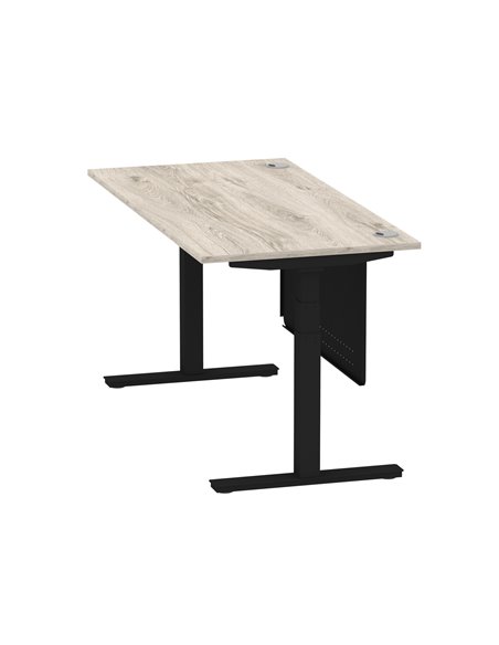 Dynamic Air Modesty 1600 x 800mm Height Adjustable Office Desk Grey Oak Top Cable Ports Modesty Panel HA01491 - pic 78451 | FastDaddyshop