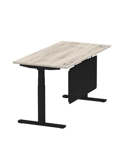 Dynamic Air Modesty 1600 x 800mm Height Adjustable Office Desk Grey Oak Top Cable Ports Modesty Panel HA01491 - pic 78452 | FastDaddyshop