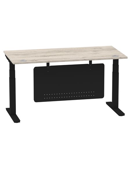 Dynamic Air Modesty 1600 x 800mm Height Adjustable Office Desk Grey Oak Top Cable Ports Modesty Panel HA01491 - pic 78453 | FastDaddyshop
