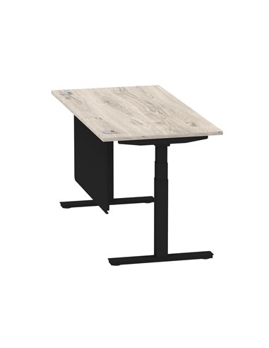 Dynamic Air Modesty 1600 x 800mm Height Adjustable Office Desk Grey Oak Top Cable Ports Modesty Panel HA01491