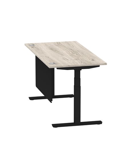 Dynamic Air Modesty 1600 x 800mm Height Adjustable Office Desk Grey Oak Top Cable Ports Modesty Panel HA01491 - pic 78455 | FastDaddyshop