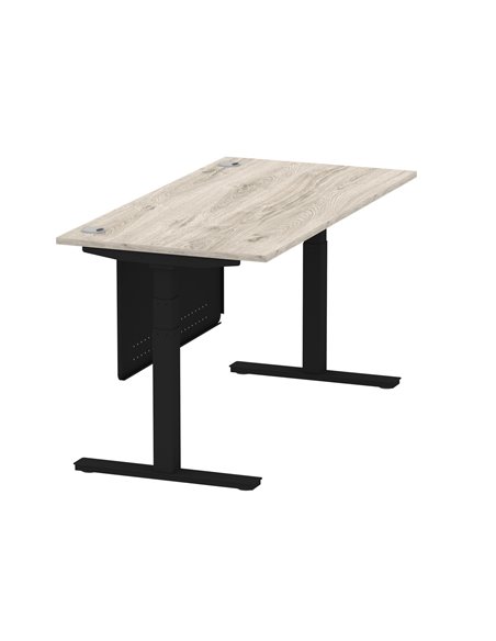 Dynamic Air Modesty 1600 x 800mm Height Adjustable Office Desk Grey Oak Top Cable Ports Modesty Panel HA01491 - pic 78456 | FastDaddyshop