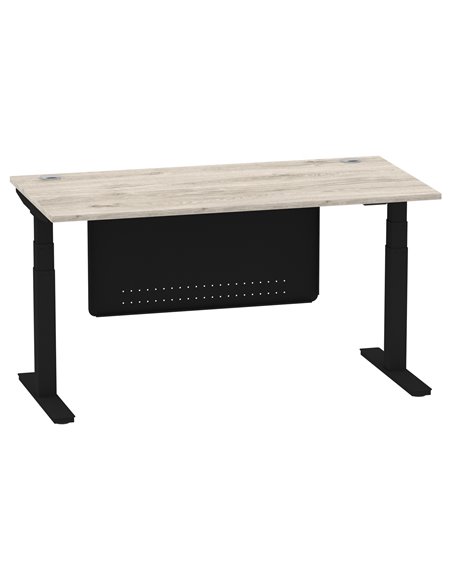 Dynamic Air Modesty 1600 x 800mm Height Adjustable Office Desk Grey Oak Top Cable Ports Modesty Panel HA01491 - pic 78457 | FastDaddyshop