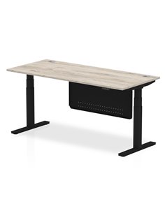 Dynamic Air Modesty 1800 x 800mm Height Adjustable Office Desk Grey Oak Top Cable Ports Modesty Panel HA01492