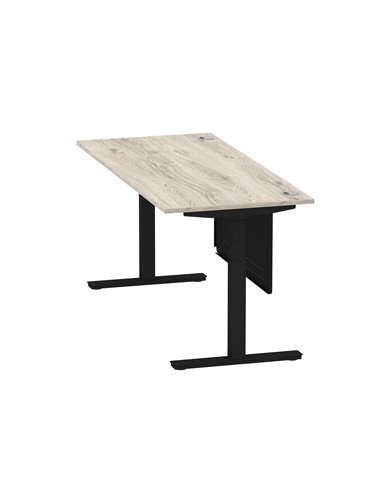 Dynamic Air Modesty 1800 x 800mm Height Adjustable Office Desk Grey Oak Top Cable Ports Modesty Panel HA01492