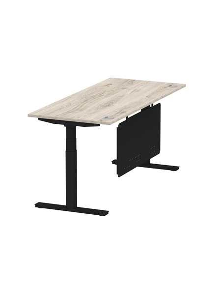 Dynamic Air Modesty 1800 x 800mm Height Adjustable Office Desk Grey Oak Top Cable Ports Modesty Panel HA01492 - pic 78460 | FastDaddyshop