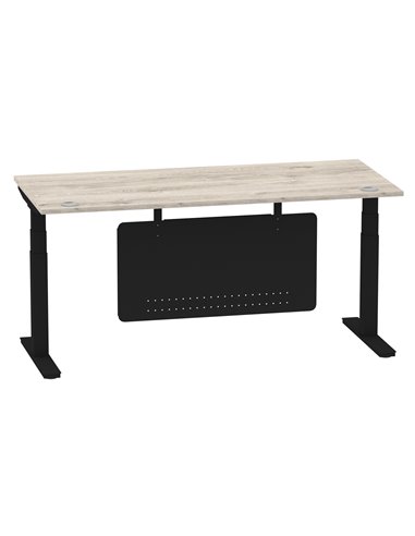 Dynamic Air Modesty 1800 x 800mm Height Adjustable Office Desk Grey Oak Top Cable Ports Modesty Panel HA01492