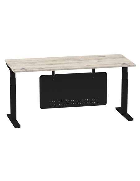 Dynamic Air Modesty 1800 x 800mm Height Adjustable Office Desk Grey Oak Top Cable Ports Modesty Panel HA01492 - pic 78461 | FastDaddyshop