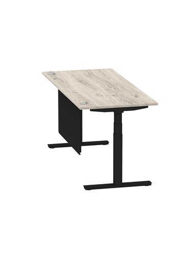 Dynamic Air Modesty 1800 x 800mm Height Adjustable Office Desk Grey Oak Top Cable Ports Modesty Panel HA01492