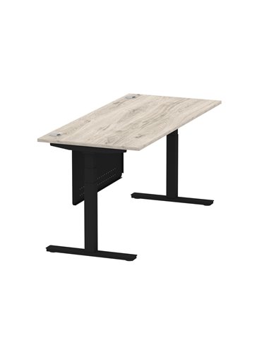 Dynamic Air Modesty 1800 x 800mm Height Adjustable Office Desk Grey Oak Top Cable Ports Modesty Panel HA01492