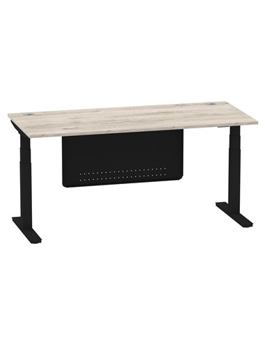Dynamic Air Modesty 1800 x 800mm Height Adjustable Office Desk Grey Oak Top Cable Ports Modesty Panel HA01492
