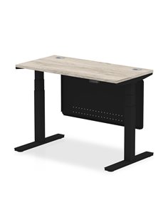 Dynamic Air Modesty 1200 x 600mm Height Adjustable Office Desk Grey Oak Top Cable Ports Modesty Panel HA01493