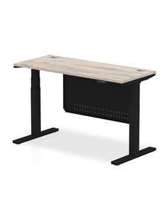 Dynamic Air Modesty 1400 x 600mm Height Adjustable Office Desk Grey Oak Top Cable Ports Modesty Panel HA01494