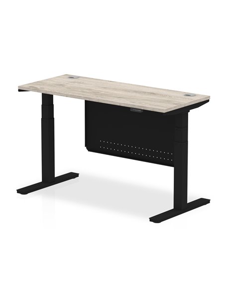 Dynamic Air Modesty 1400 x 600mm Height Adjustable Office Desk Grey Oak Top Cable Ports Modesty Panel HA01494 - pic 78467 | FastDaddyshop