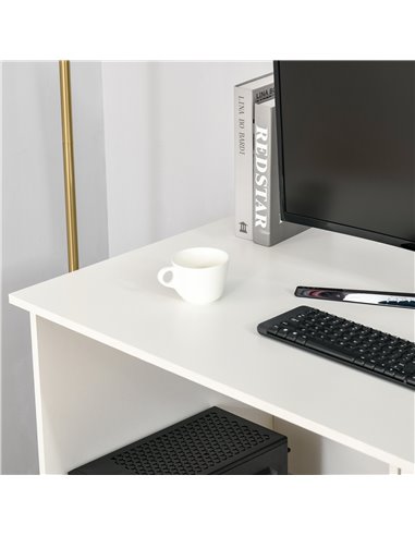 HOMCOM High Gloss Computer Desk with Drawers, Modern Writing Workstation with Storage Cabinet, PC Study Table for Home, Office, 