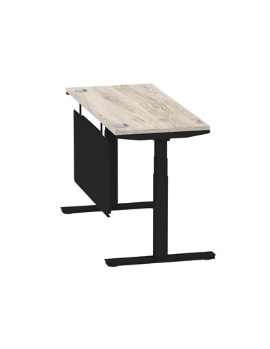 Dynamic Air Modesty 1400 x 600mm Height Adjustable Office Desk Grey Oak Top Cable Ports Modesty Panel HA01494