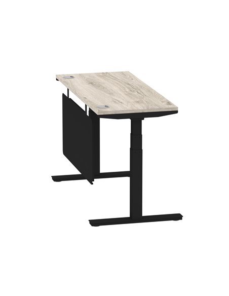 Dynamic Air Modesty 1400 x 600mm Height Adjustable Office Desk Grey Oak Top Cable Ports Modesty Panel HA01494 - pic 78472 | FastDaddyshop