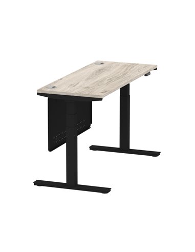 Dynamic Air Modesty 1400 x 600mm Height Adjustable Office Desk Grey Oak Top Cable Ports Modesty Panel HA01494