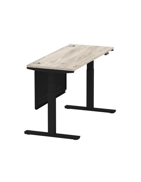 Dynamic Air Modesty 1400 x 600mm Height Adjustable Office Desk Grey Oak Top Cable Ports Modesty Panel HA01494 - pic 78473 | FastDaddyshop