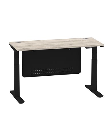 Dynamic Air Modesty 1400 x 600mm Height Adjustable Office Desk Grey Oak Top Cable Ports Modesty Panel HA01494