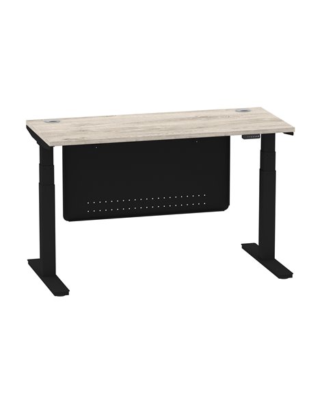 Dynamic Air Modesty 1400 x 600mm Height Adjustable Office Desk Grey Oak Top Cable Ports Modesty Panel HA01494 - pic 78474 | FastDaddyshop