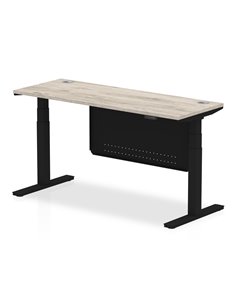 Dynamic Air Modesty 1600 x 600mm Height Adjustable Office Desk Grey Oak Top Cable Ports Modesty Panel HA01495